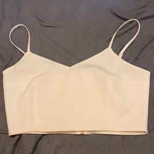 White crop top zip up back